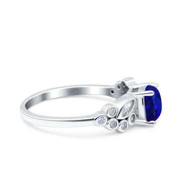 Vintage Style Cushion and Marquise Wedding Ring Simulated Blue Sapphire CZ 925 Sterling Silver